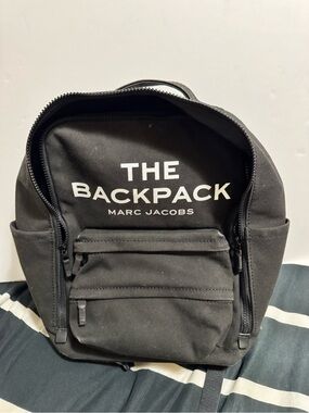 Marc Jacobs Black Canvas 'THE BACKPACK' Logo Backpack